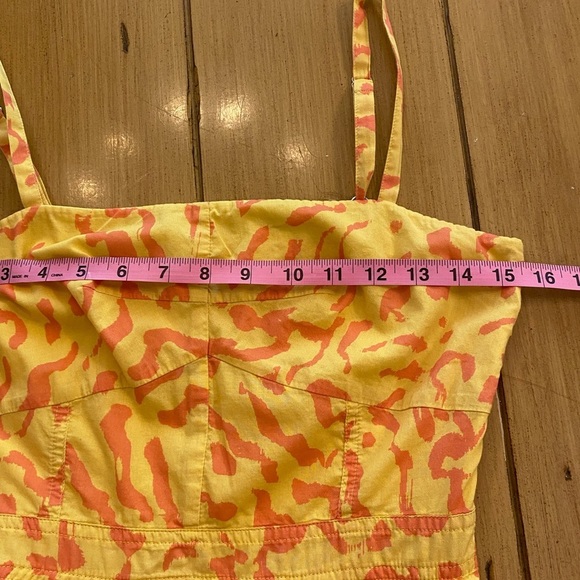 Derek Lam Women’s Sleeveless Midi Cotton Yellow Pink Ruffle Dress size 40 medium - Picture 8 of 13